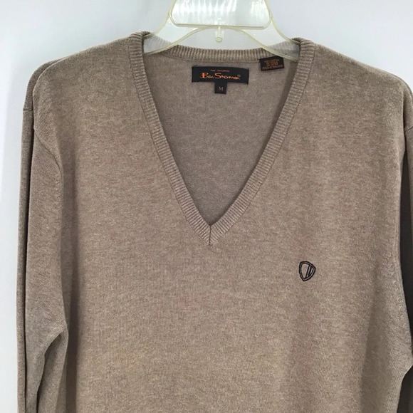 Ben Sherman Men’s V-Neck Pullover Sweater Taupe/Tan Size Medium - Picture 3 of 7